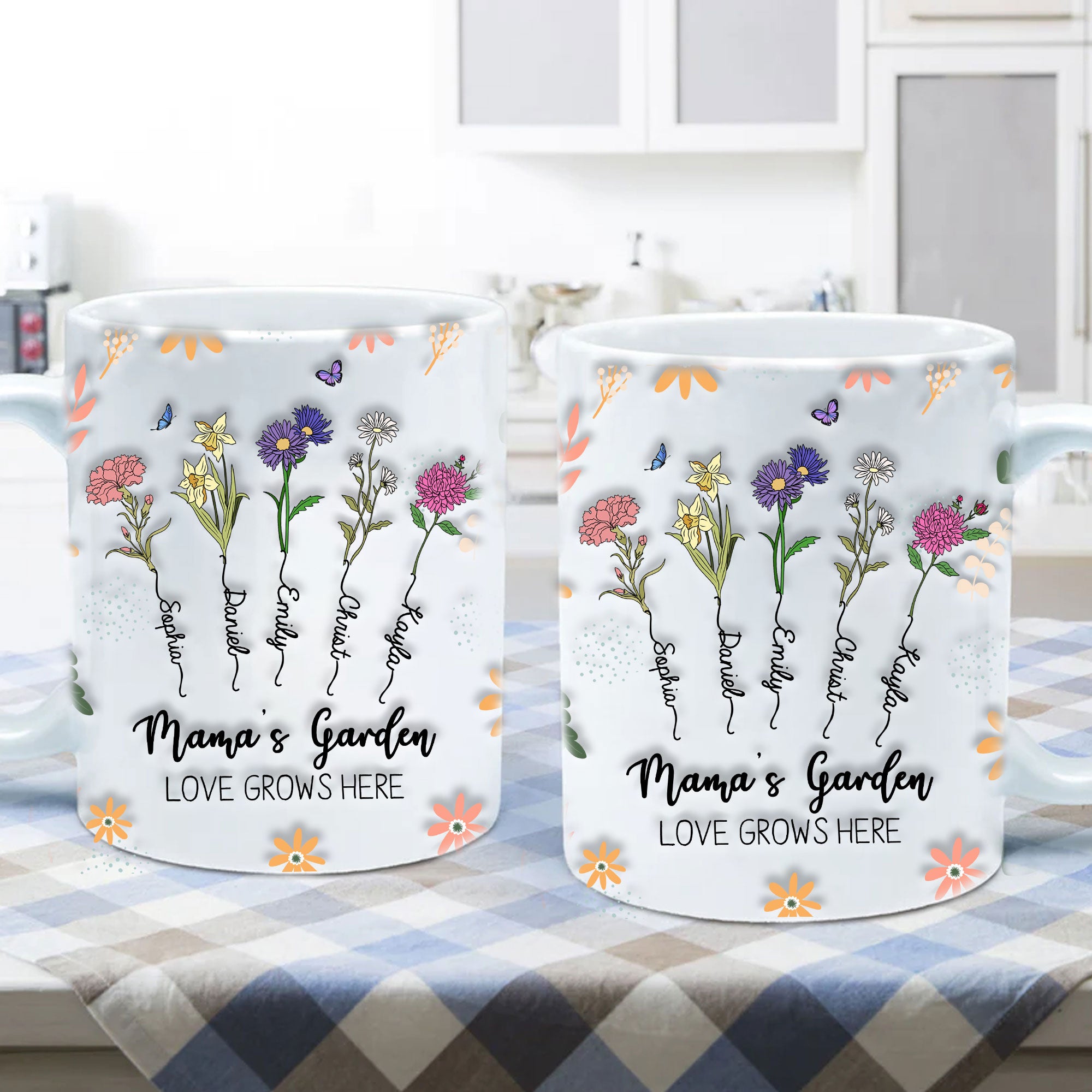 Flower Grandkids - Personalized Custom 3D Inflated Effect Tumbler – Gifts