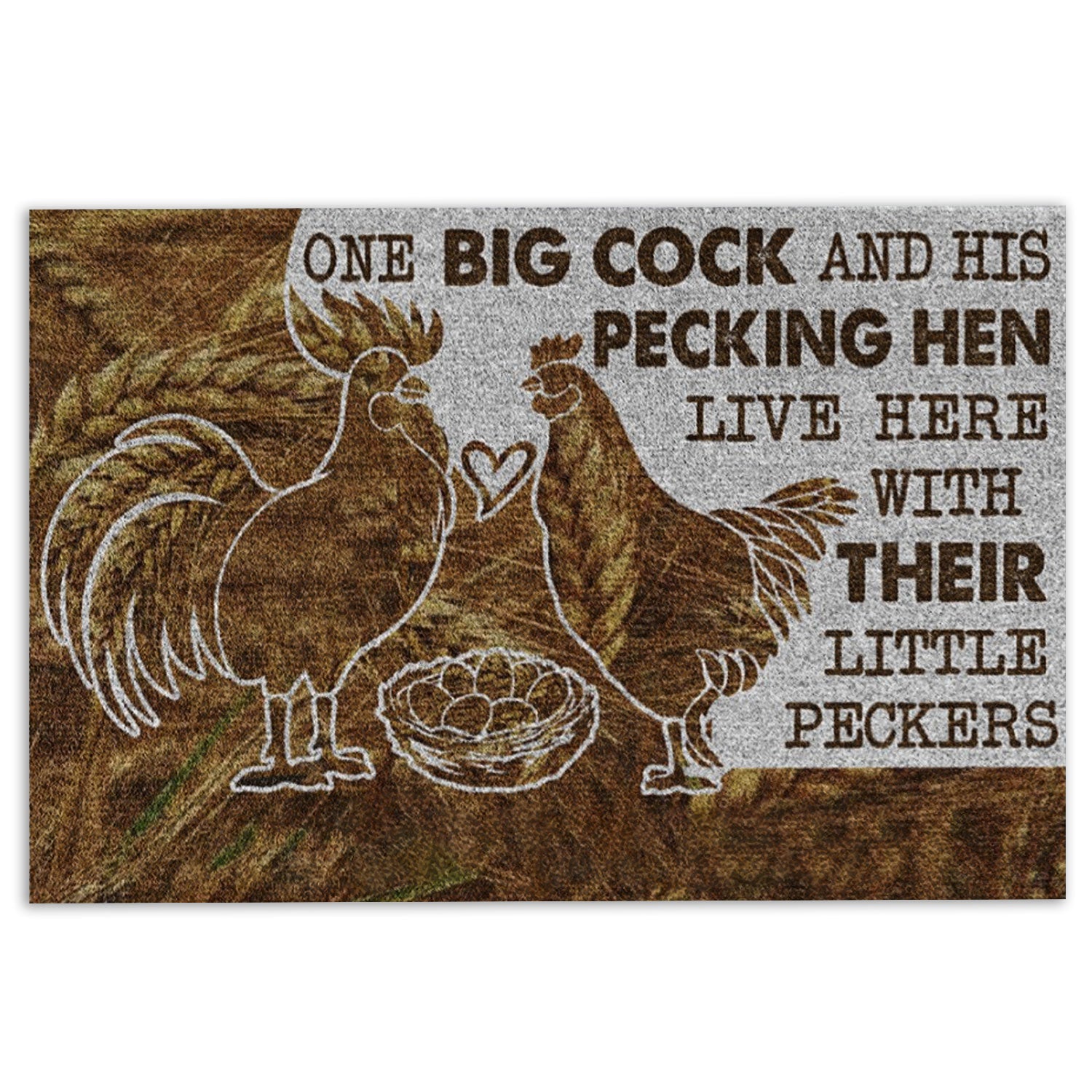 Ohaprints Doormat Outdoor Indoor Chicken Family One Big Cock And His