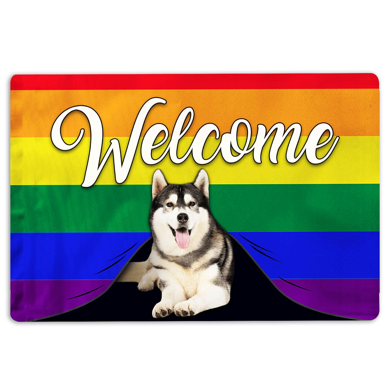 Ohaprints Doormat Outdoor Indoor Lgbt Husky Sibir Dog Welcome Pride