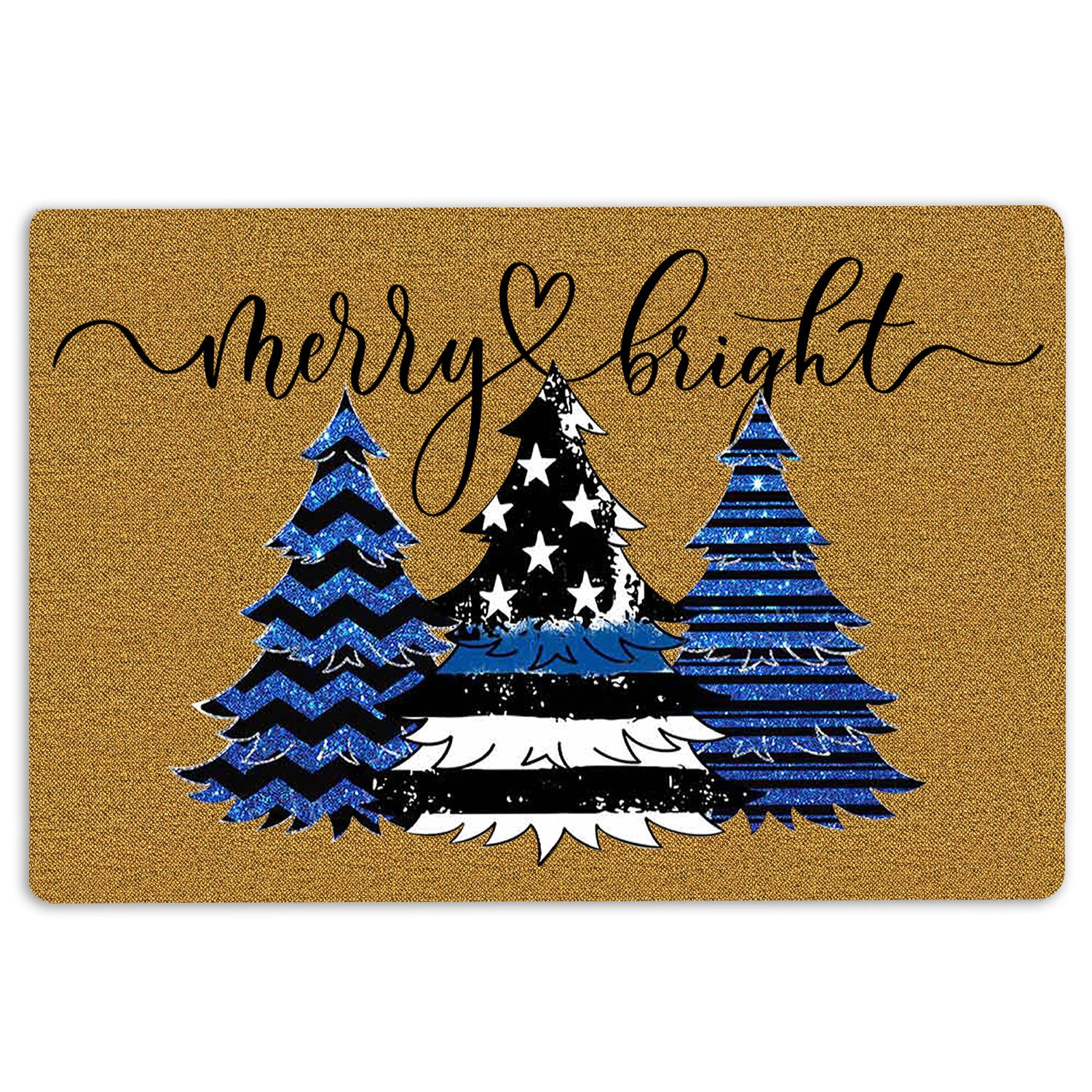 rubber christmas tree mat Ohaprints Doormat Outdoor Indoor Merry And Bright Police Officer