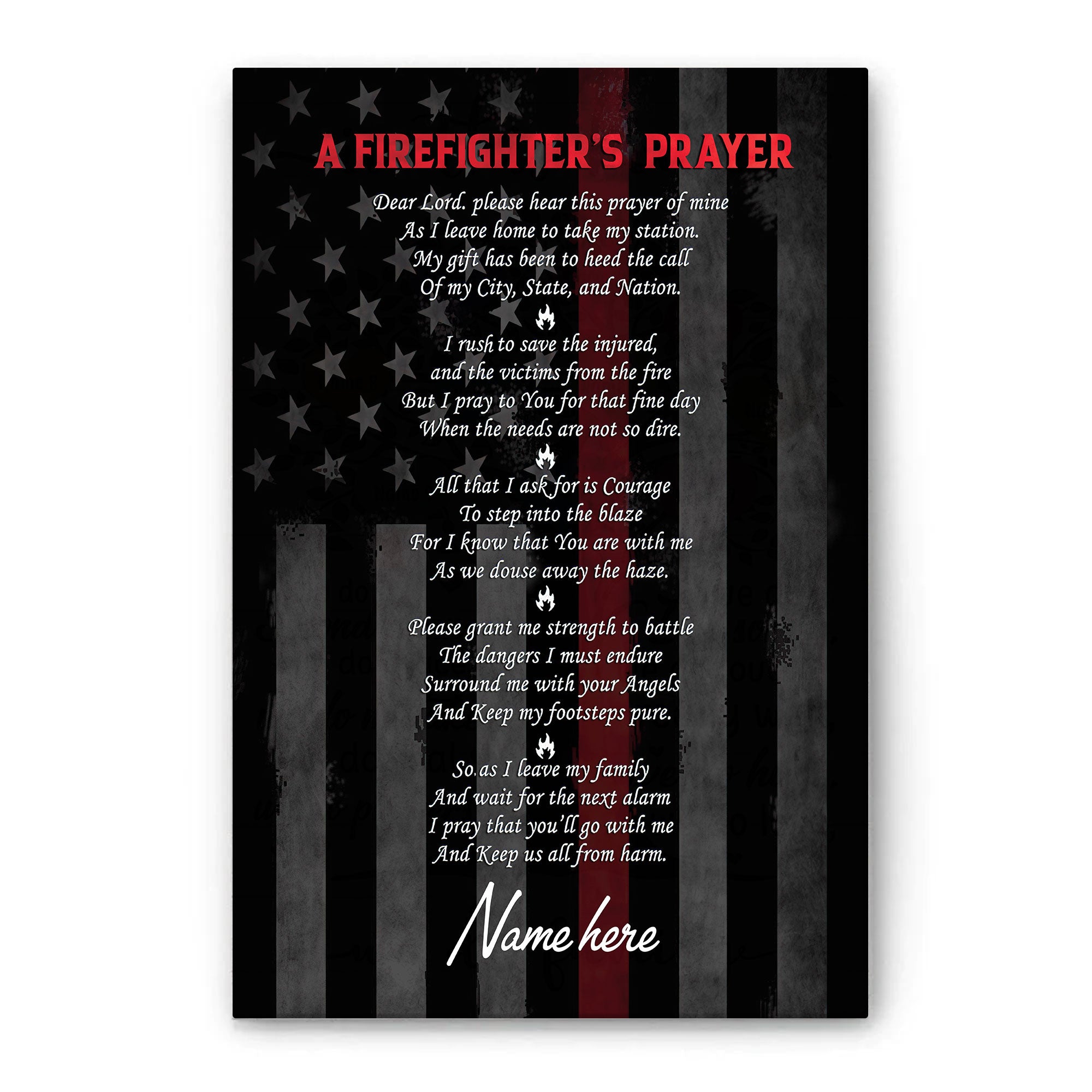 Personalized Firefighter Poster & Canvas, A Firefighter’s Prayer Wall