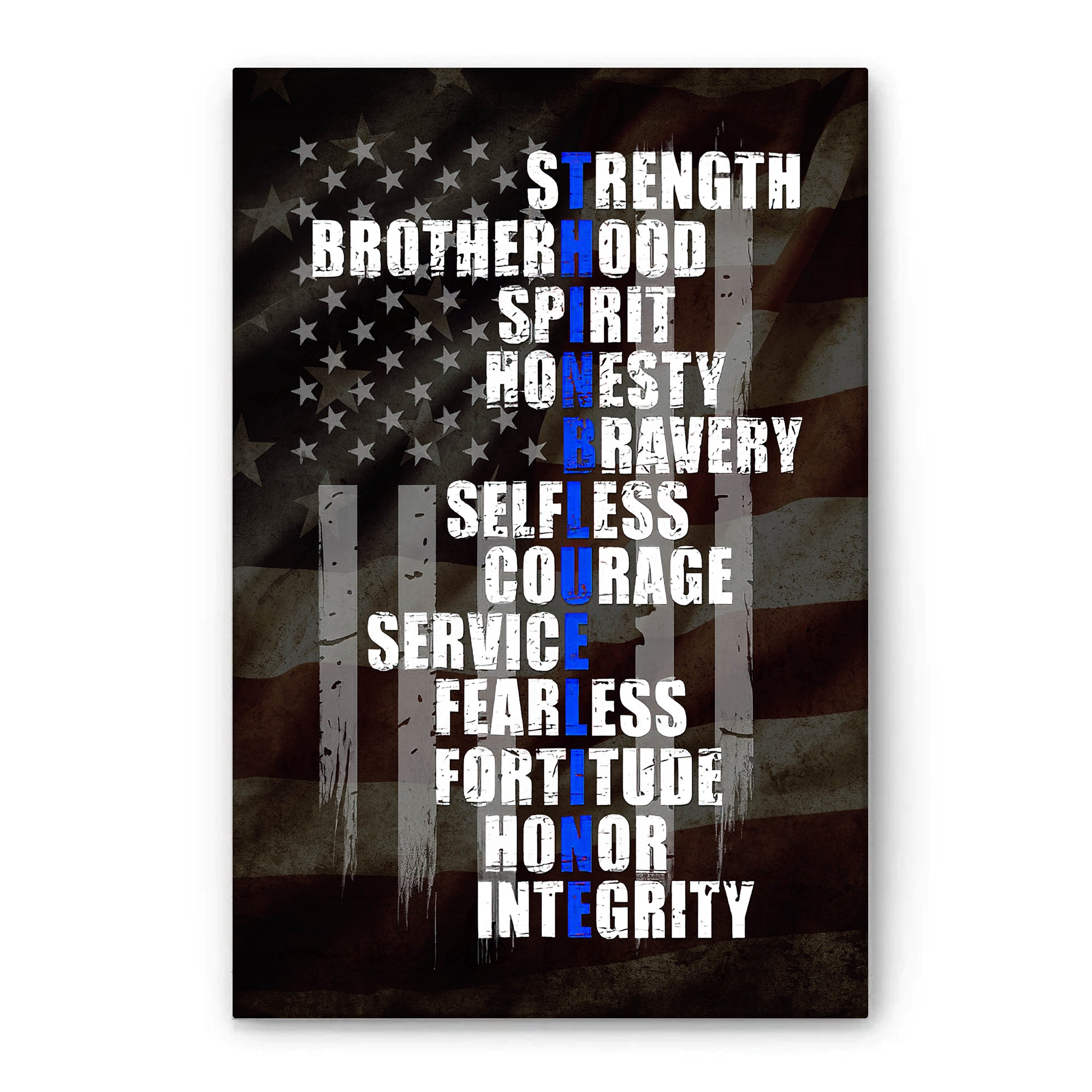 Police Poster & Canvas, Police Thin Blue Line Wall Art, Home Decor, Fa