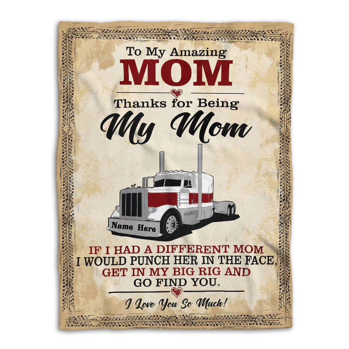 Ohaprints Fleece Sherpa Blanket Trucker To My Mom Gift For