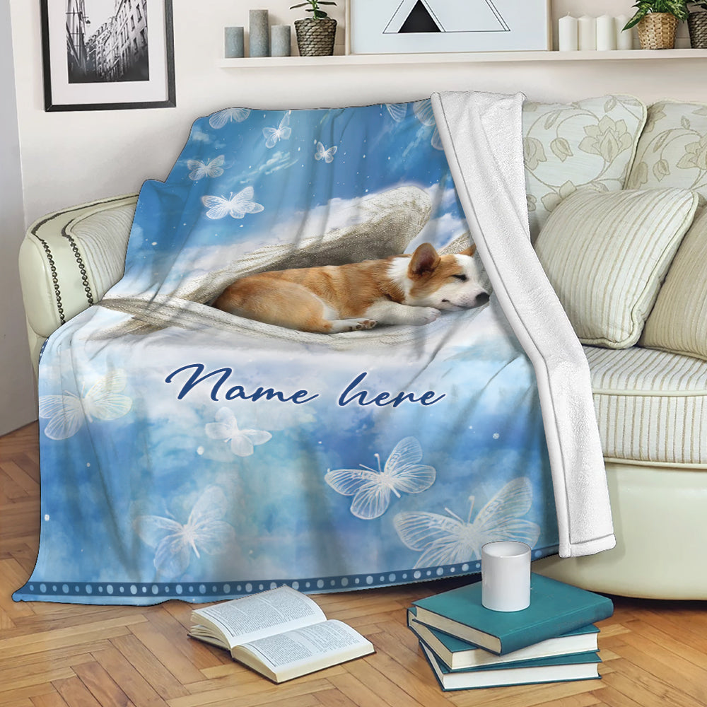 Ohaprints Fleece Sherpa Blanket Corgi Sleeping Angel Wing Memorial