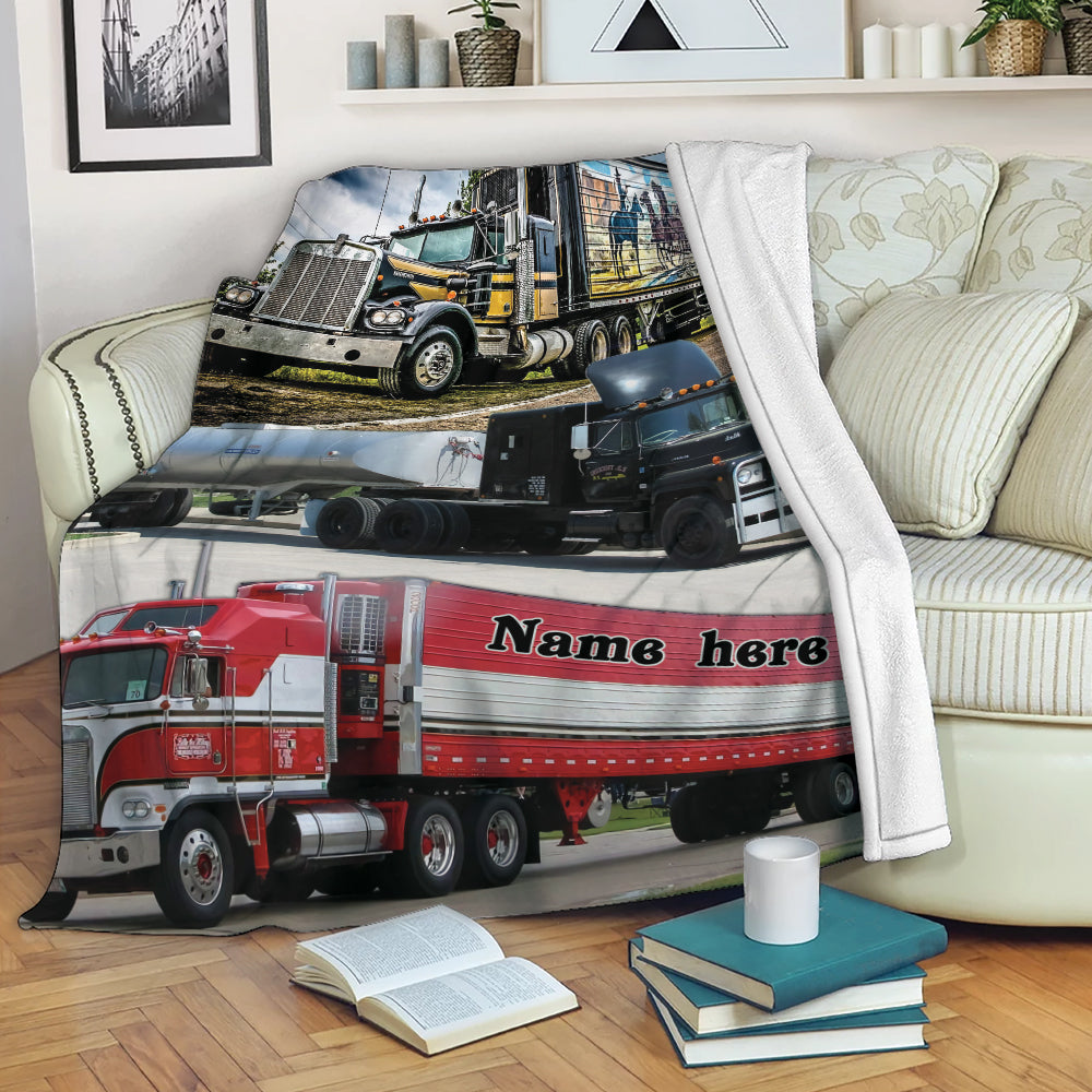 Ohaprints Fleece Sherpa Blanket Truck Love Trucker Truck Driver