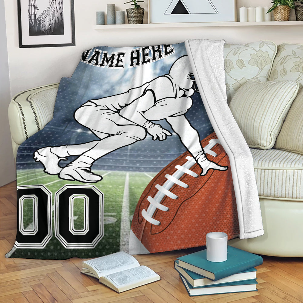 Personalized Football Blanket, American Football Player Sherpa Fleece  Blanket, Soft Cozy Plush Throw Blanket For Boy, Son, Kid, Husband, image size:1000x1000