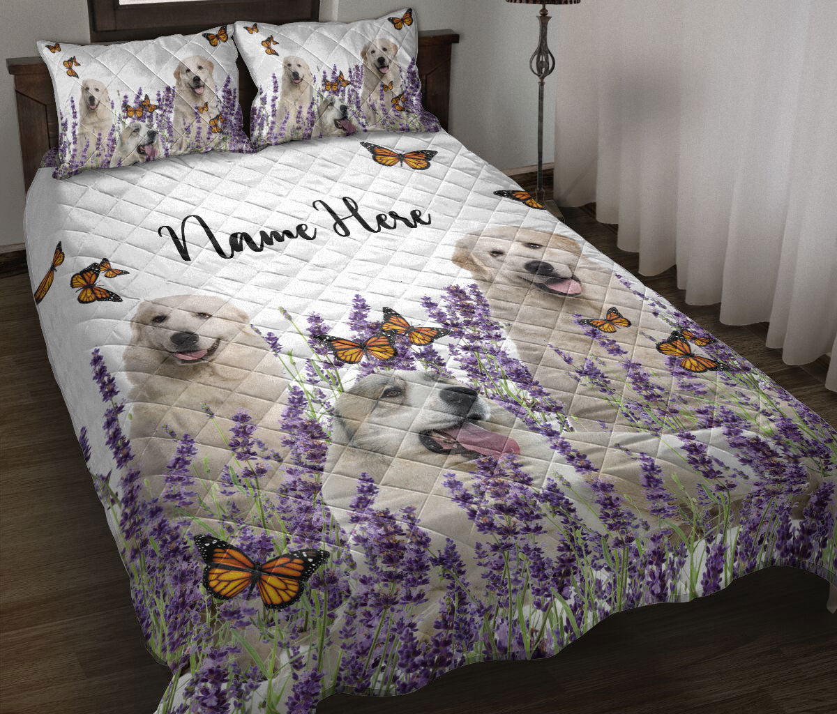 lavender flower bed sheets Personalized Great Pyrenees Quilt Set, Cute Great Pyrenees Dog Lavender  Flower White Quilt Blanket With Pillowcases, Quilt Bedding Set