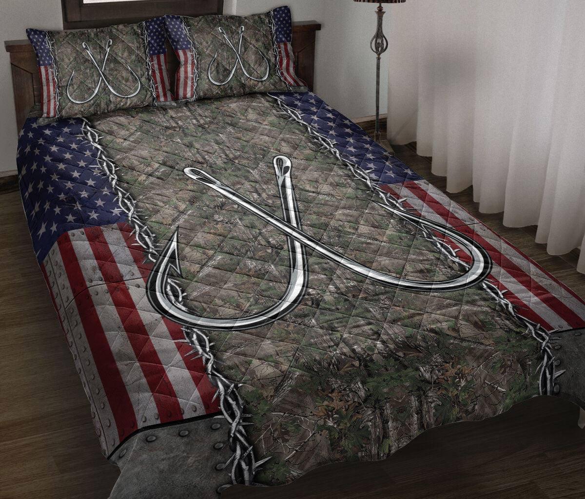 camo fishing hook Ohaprints Quilt Bed Set Pillowcase Fishing Hook Camo Camouflage
