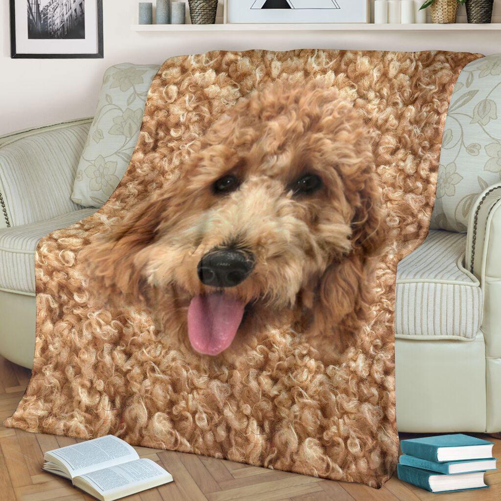 Ohaprints Fleece Sherpa Blanket 3D Cute Goldendoodle Doodle Funny Dog