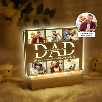 Personalized Dad Photo Night Light, Custom Photo & Name Acrylic Night Light, Dad We Love You Room Decor, Father's Day Gift for Grandpa, Dad