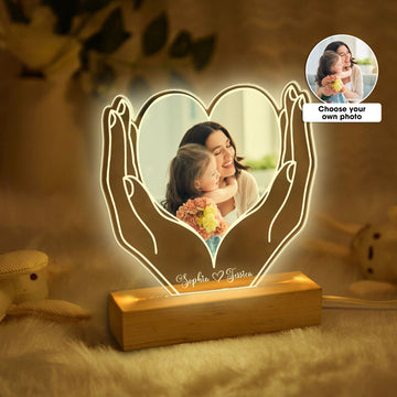 Personalized Photo Mom Night Light, Custom Photo & Name Acrylic Night Light, Photo Daughter And Mom Room Decor, Gift for Mom, Grandma, Her