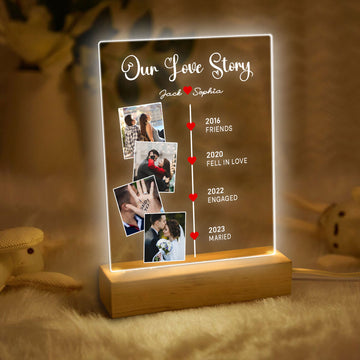 Personalized Couple Photo Night Light, Custom Photo with Date Acrylic Night Light, Memorial Date Light Decor, Anniversary Gift for Couple