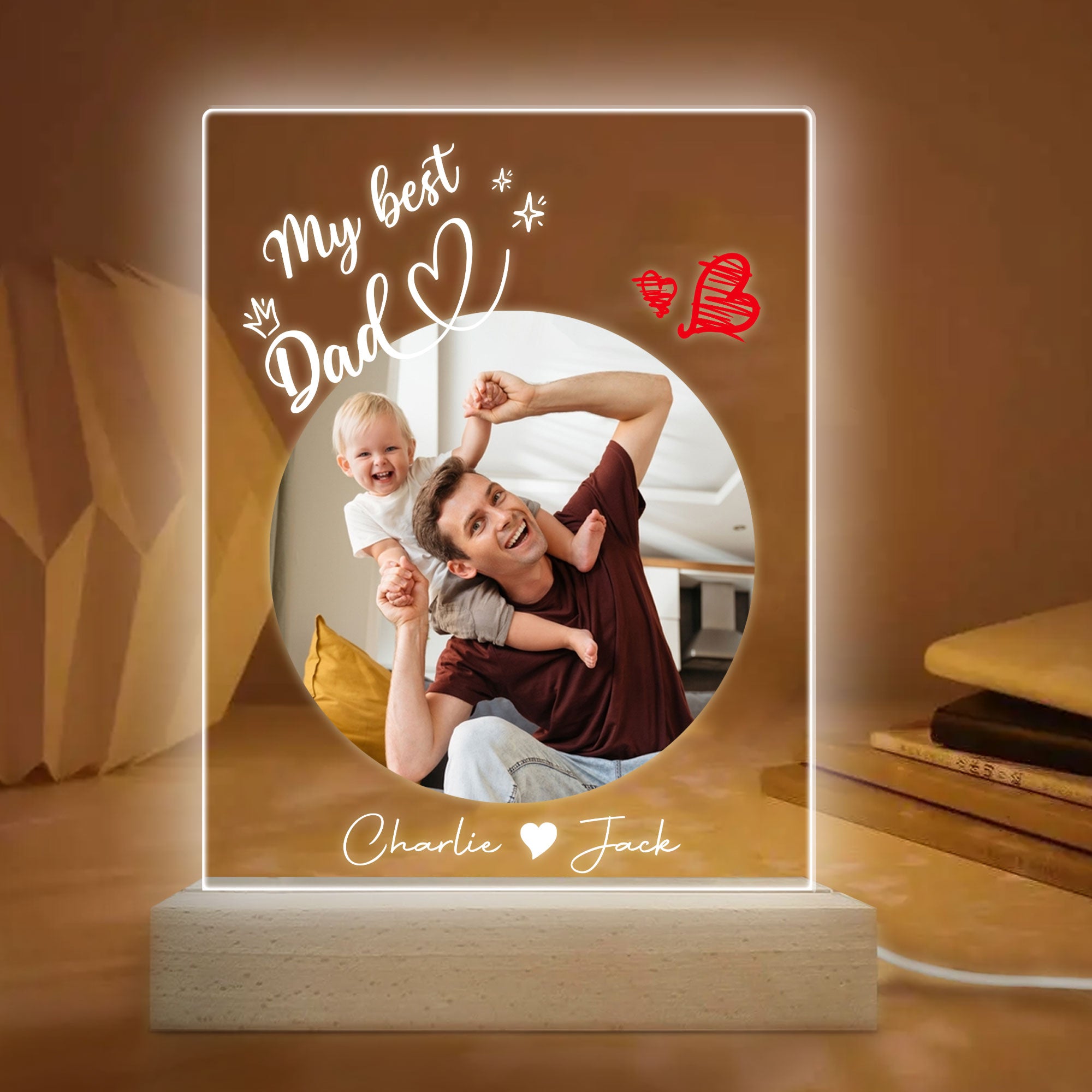 Personalized Dad Night Light, Custom Photo Acrylic Night Light, Funny Daddy Photo Room Decor, Father's Day Gift for Grandpa, Dad, Him