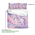 Unicorn duvet cover bedding set detail showing the printable side with colorful fantasy artwork