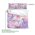 Unicorn duvet cover bedding set detail showing the printed side, pastel artwork and lightweight fabric