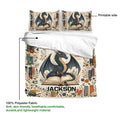 Dragon duvet cover bedding set showing printable fabric, book-themed artwork, and soft lightweight material