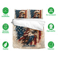 Patriotic eagle duvet cover bedding set shown with breathable fabric and colorful printed artwork