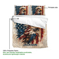 Eagle duvet cover set detail showing the printed side and soft polyester bedding fabric