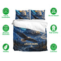Eagle duvet cover bedding set with matching pillowcases and visible breathable fabric feature icons