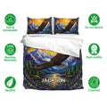 Eagle duvet cover bedding set with matching mountain artwork and soft breathable fabric feature icons