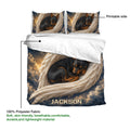 Miniature Pinscher duvet cover set showing printed artwork, soft polyester fabric, and matching pillowcases