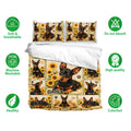 Miniature Pinscher bedding set shown with matching pillowcases, sunflower artwork, and soft breathable design