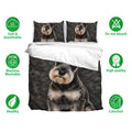 Miniature Schnauzer bedding set with matching pillowcases and soft black and gray dog portrait design