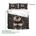 Miniature Schnauzer duvet cover bedding set shown with printable side and lightweight polyester fabric detail