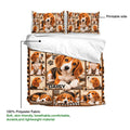 Beagle duvet cover and pillowcases shown with a printable puppy patchwork design and soft fabric details
