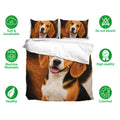 Beagle bedding set with matching dog portrait pillowcases and soft breathable fabric icons