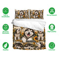 Alaskan Malamute bedding set with sunflower design, soft breathable fabric, and matching pillowcases