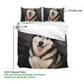 Alaskan Malamute duvet cover bedding set showing the printed side and polyester fabric detail
