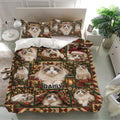 Ragdoll cat bedding set displayed in a bright bedroom with matching pillowcases and Christmas decor