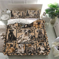Great Dane bedding set presented in a bright bedroom with matching pillowcases and rustic lodge-inspired artwork