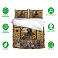 Great Dane bedding set with sunflower artwork, matching pillowcases, and soft breathable fabric icons