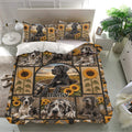 Great Dane bedding set displayed in a bright bedroom with matching dog and sunflower pillowcases