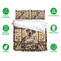 Great Dane bedding set displayed with matching pillowcases and soft breathable fabric care icons