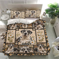 Great Dane bedding set featuring spotted dogs, daisies, plaid panels, and matching pillowcases