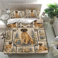 Great Dane duvet cover set in a bright bedroom with matching pillowcases and botanical dog artwork