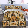 Bloodhound duvet cover set styled in a bedroom with sunflower panels, rustic colors, and matching pillowcases