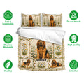 Bloodhound bedding set with daisy artwork shown with breathable fabric and care feature icons