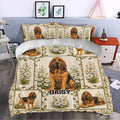 Bloodhound duvet cover set styled in a bedroom with floral artwork and warm country decor