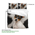 Rat Terrier duvet cover set with matching pillowcases and a close-up view of the printed dog artwork