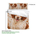 Brittany Spaniel duvet cover and matching pillowcases shown with a close-up printable dog portrait design