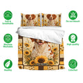 Brittany Spaniel duvet cover set with matching dog portrait pillowcases and sunflower artwork