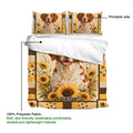 Brittany Spaniel bedding set showing the printed dog and sunflower design on the duvet cover