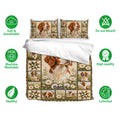 Brittany Spaniel bedding set displayed with matching pillowcases and soft breathable fabric icons