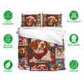 Brittany Spaniel Christmas bedding set with matching pillowcases and colorful holiday collage design
