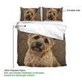 Cairn Terrier duvet cover with realistic portrait artwork and a visible printable fabric side