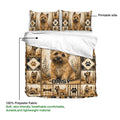 Cairn Terrier bedding set showing the printed side, soft polyester fabric, and coordinated plaid dog artwork